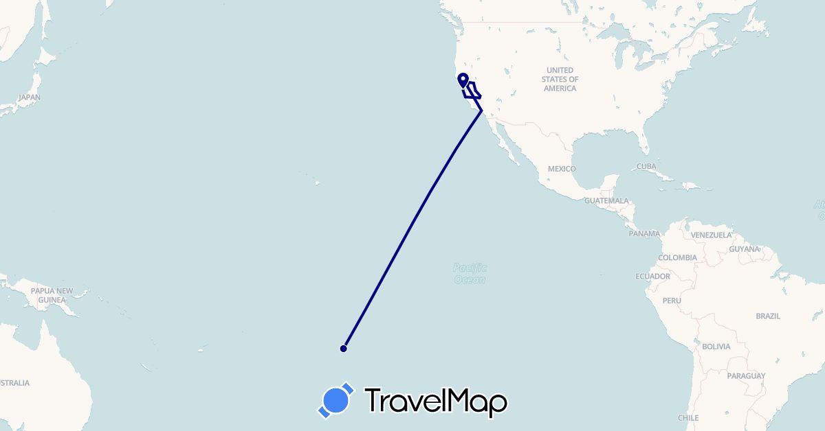 TravelMap itinerary: driving in French Polynesia, United States (North America, Oceania)